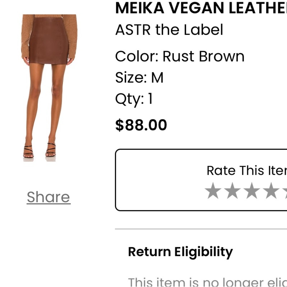 Brown vegan leather skirt